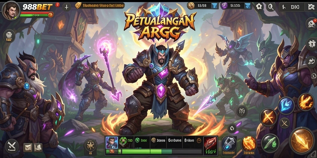 Tangkapan layar 988BET menampilkan intensitas aksi petualangan ARPG.