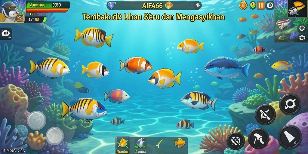 Screenshot gameplay AIFA66 yang menampilkan aksi menembak ikan.
