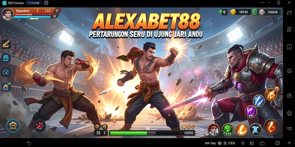 Tampilan gameplay ALEXABET88 yang seru dan penuh aksi pertarungan.