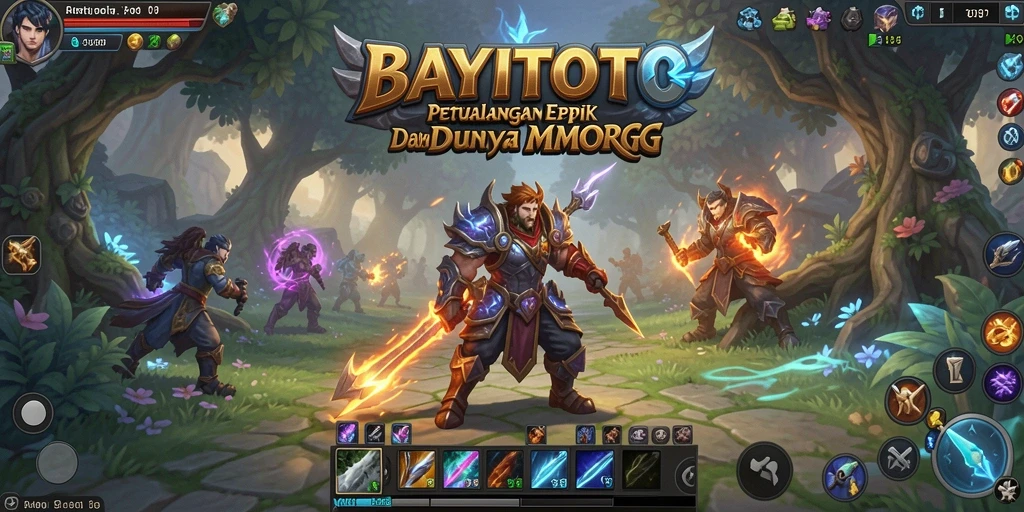 Screenshot gameplay BAYITOTO dengan karakter bertempur melawan monster.