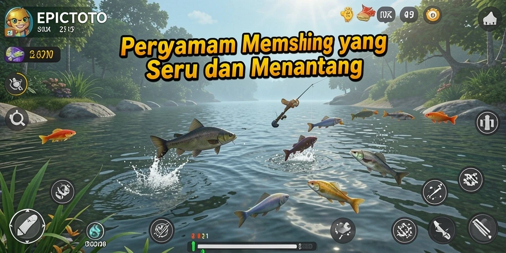 Screenshot menarik dari gameplay EPICTOTO yang menampilkan suasana memancing.