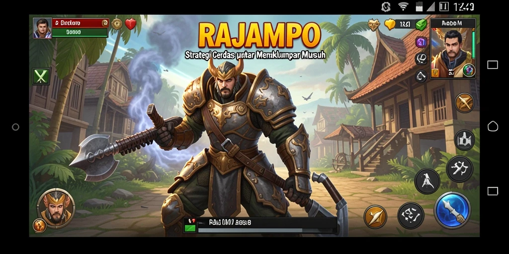 Tangkapan layar utama gameplay RAJAMPO menampilkan aksi strategis yang menegangkan.
