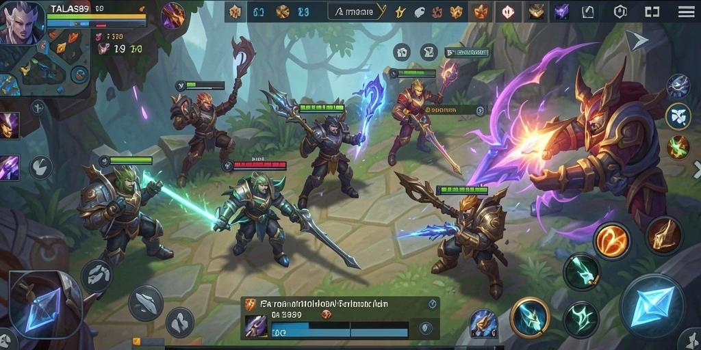 Tampilan menarik dari gameplay MOBA di TALAS89.