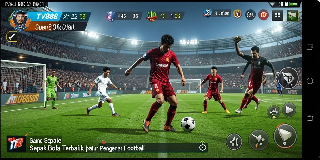 Tampilan gameplay seru dari TV888 yang menampilkan aksi sepak bola.